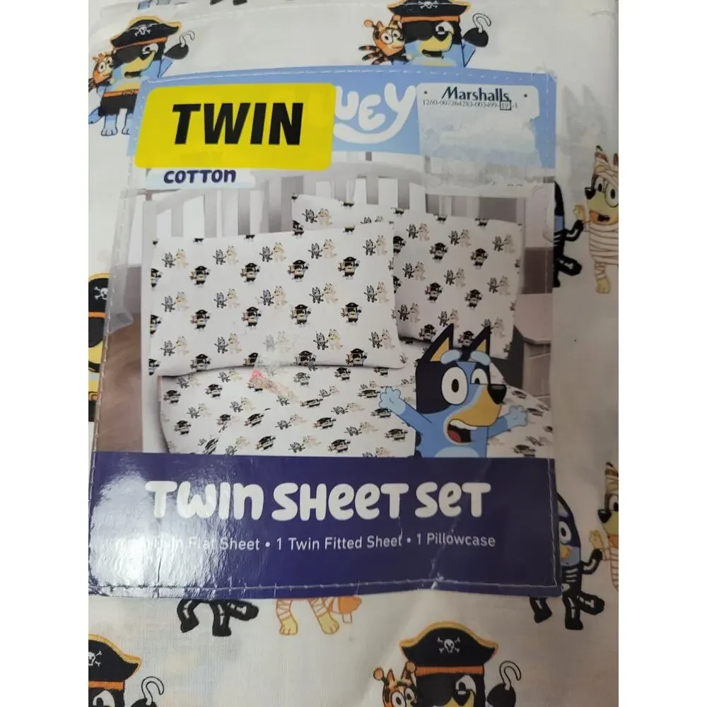 Bluey & Bingo Halloween Cotton Twin Sheet Set Mummy & Skeleton Sheets